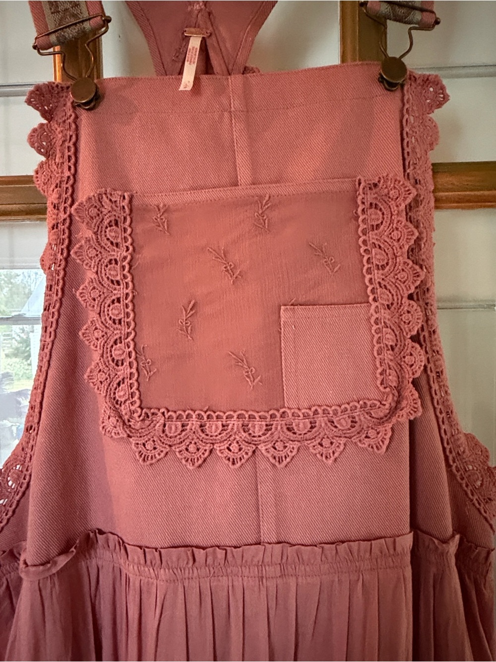 Free People Dusty Rose Lace-Trim Maxi Trails end Skirtall Sold out - Picture 5 of 14